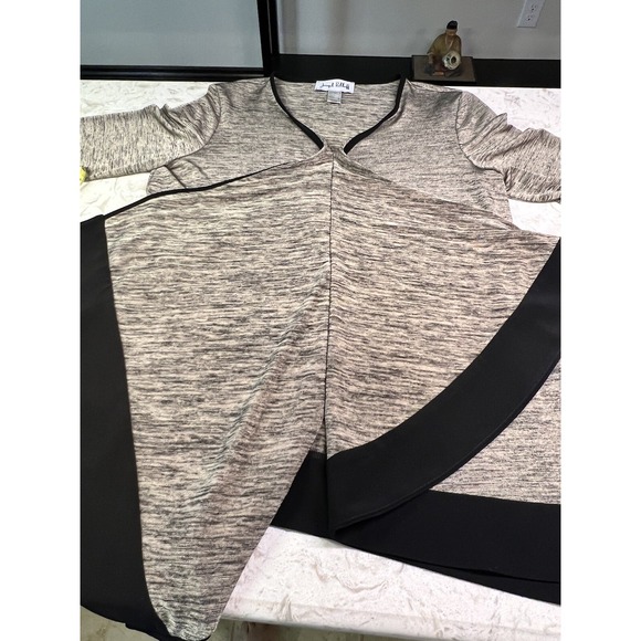 Joseph Ribkoff 8 Waterfall Front Black Brown Tunic Top - Picture 6 of 8